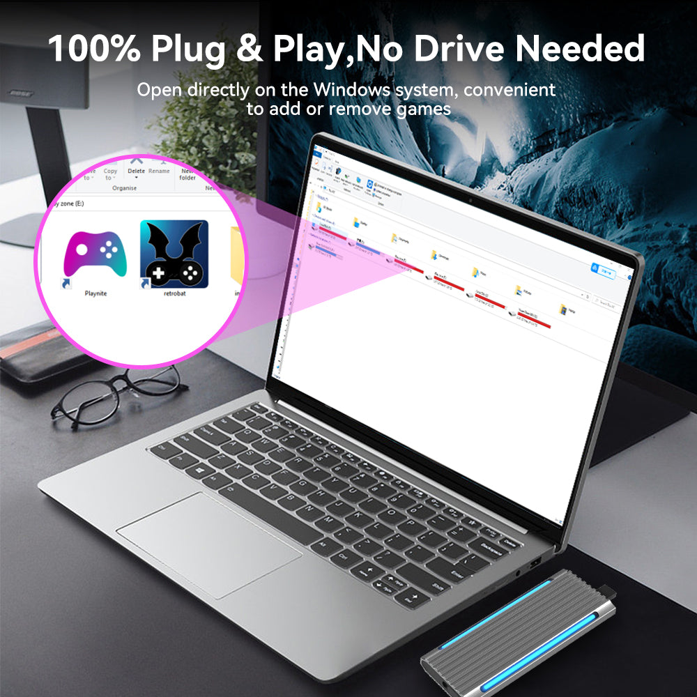 2T SSD for ROG Ally/OnexPlayer/Steam Deck Handheld Game Console/PC RetroBat&Playnite for PS3/PS2/DC/WII/WIIU