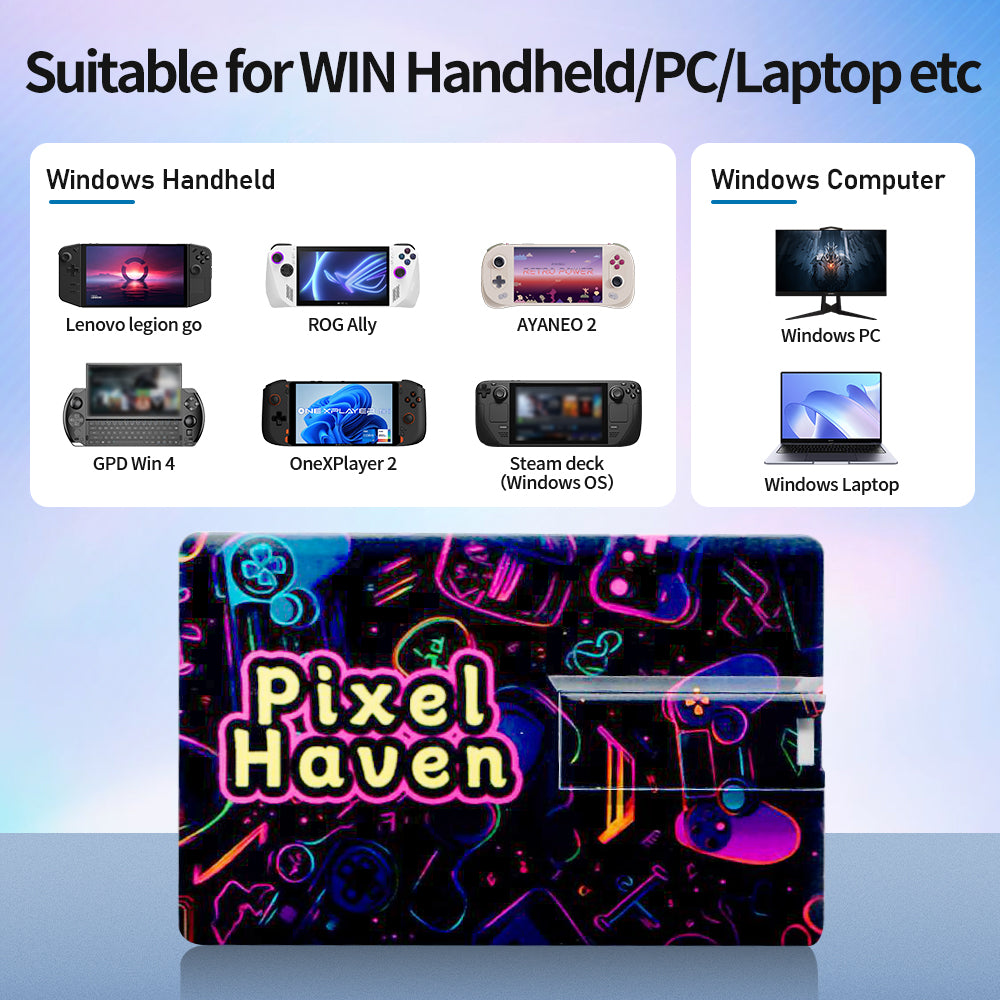 Pixel Haven Card with 15876 Games for XBOX/SWITCH/PS3/PS2/DC/N64/NES for Rog Ally&Legion GO&OneXPlayer&AYANEO WIN PC/Handheld