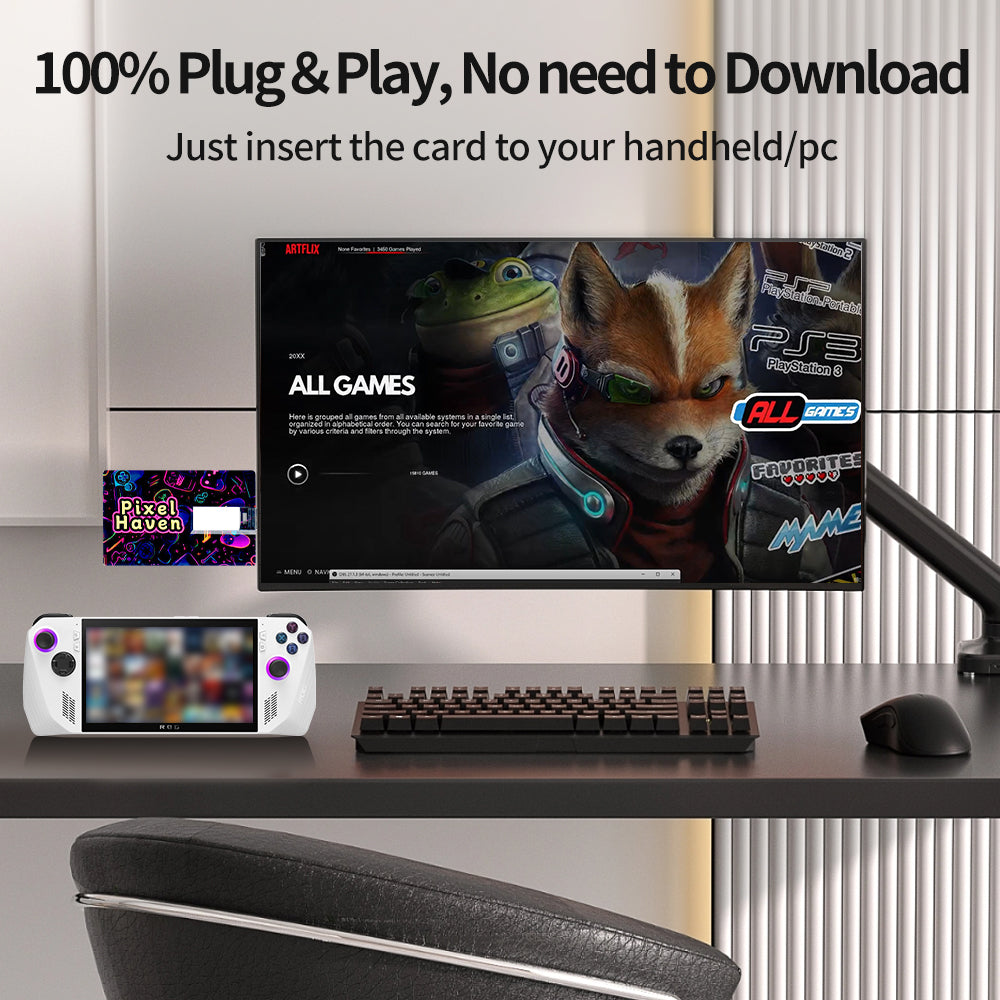 Pixel Haven Card with 15876 Games for XBOX/SWITCH/PS3/PS2/DC/N64/NES for Rog Ally&Legion GO&OneXPlayer&AYANEO WIN PC/Handheld