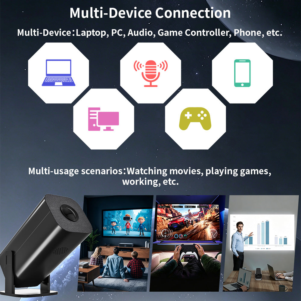 4K HD Mini Portable Projector Console