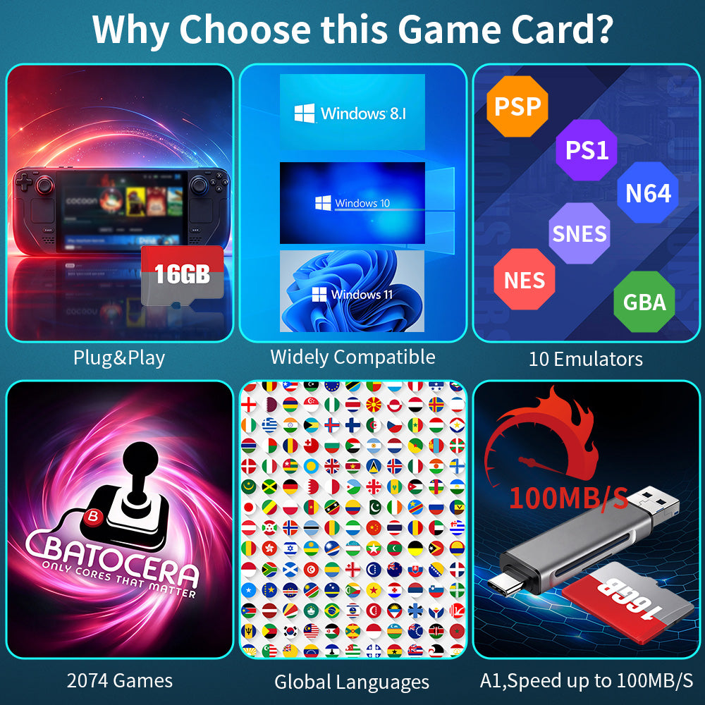 Latest Batocera V43 OS 16G Game Card 2074 Games for PS1/PSP/N64/SNES/N ...