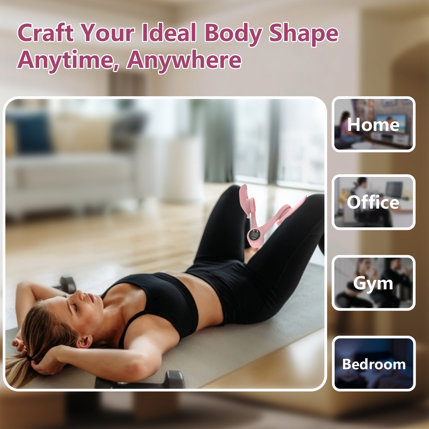 Thigh Trainer,360°Adjustable Pelvic Floor Muscle Trainer with LED Display