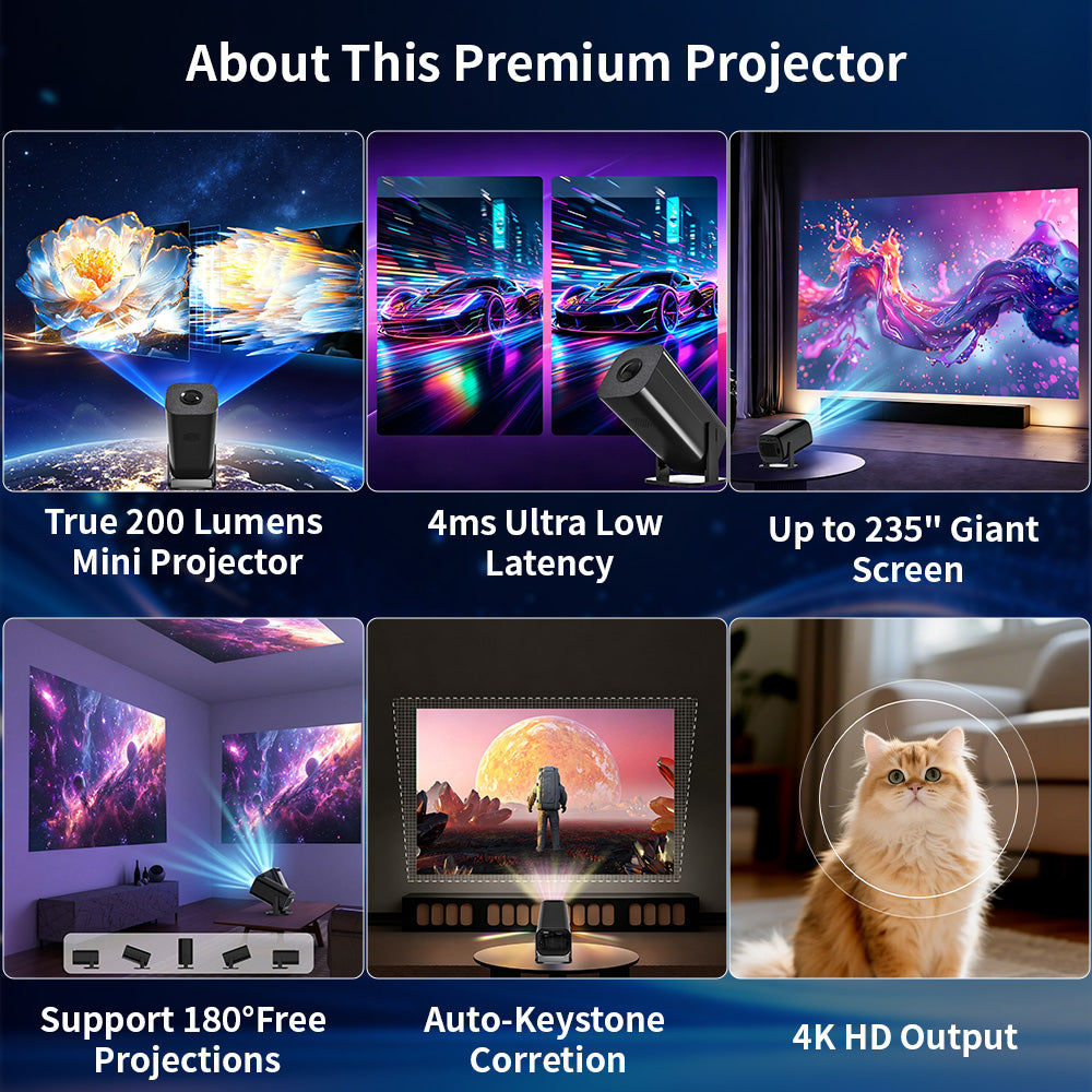 4K HD Mini Portable Projector Console