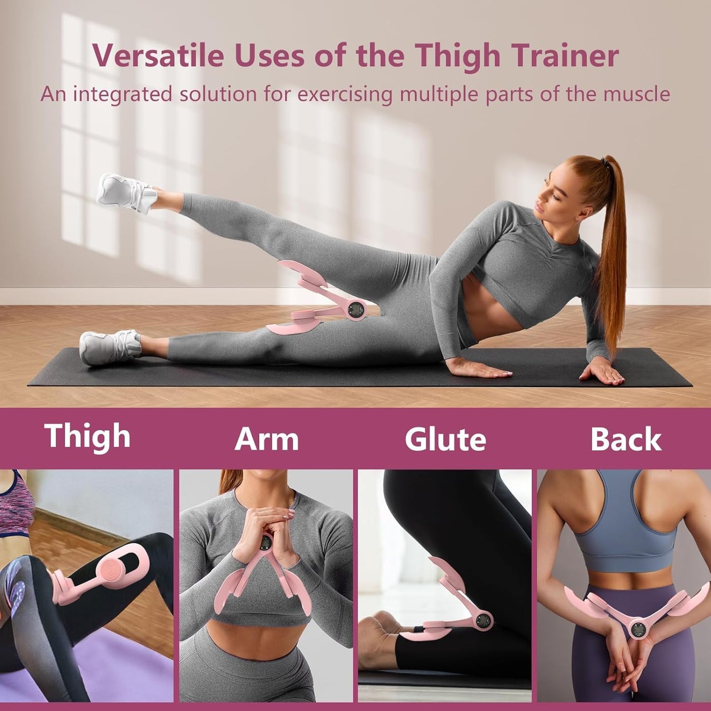 Thigh Trainer,360°Adjustable Pelvic Floor Muscle Trainer with LED Display