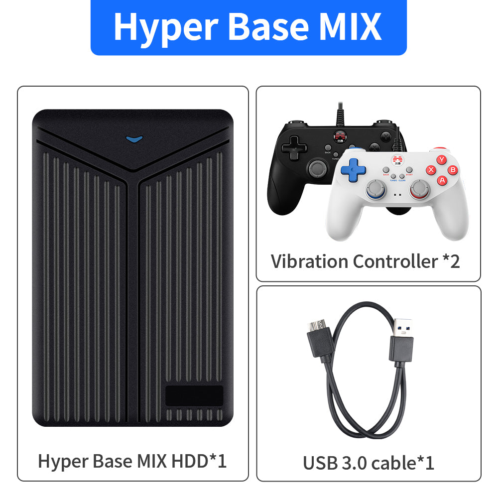 Hyper Base Mix 5T HDD with 60649 Retro Games, Retro Game Console with Retrobat/Launchbox/Playnite Game Systems, 75 Emulator Console, 58 AAA PC Game, Plug & Play Video Games for Win 8.1/10/11, 5400 RPM