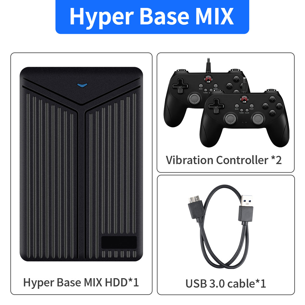 Hyper Base Mix 5T HDD with 60649 Retro Games, Retro Game Console with Retrobat/Launchbox/Playnite Game Systems, 75 Emulator Console, 58 AAA PC Game, Plug & Play Video Games for Win 8.1/10/11, 5400 RPM